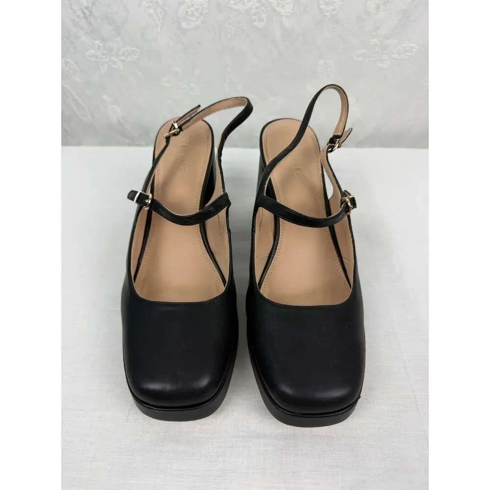 Cellenz Black Mary Jane Platform Pumps Chunky Heel Size 11